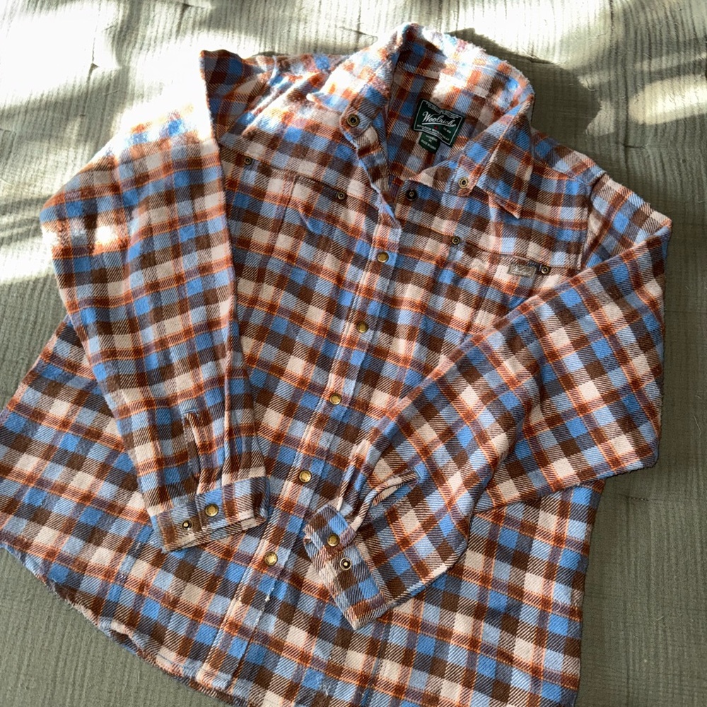 Woolrich Blue and Brown Plaid Shirt